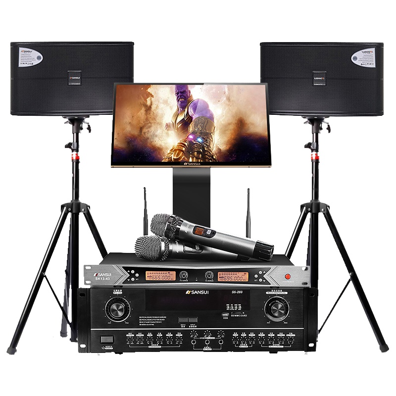 山水(SANSUI)两对SP2-10家庭ktv音响会议室专用套装家庭影院家用k歌智能语音拓浦发2T点歌机触摸屏