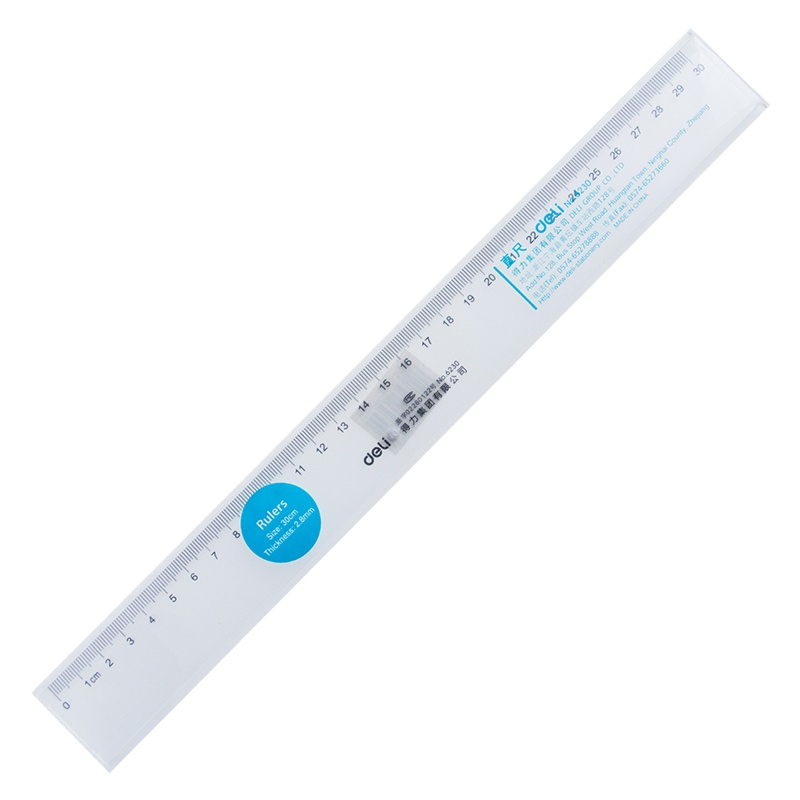 得力 6230 直尺30cm塑料直尺直尺绘图制图工具尺透明塑料尺子