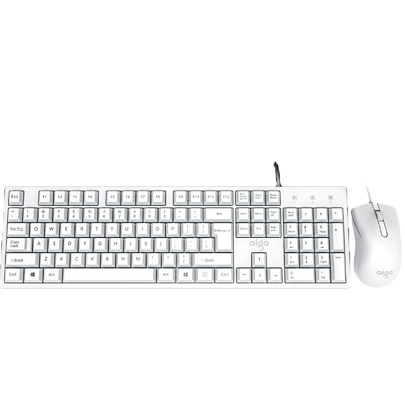 爱国者(AIGO)有线键盘鼠标套装笔记本台式电脑电竞吃鸡游戏键鼠套装家用办公商务通用usb接口WQ1606白色