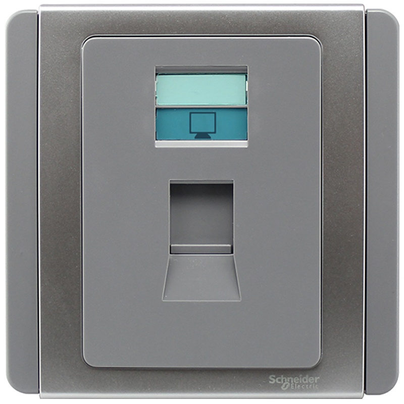 施耐德电气（Schneider Electric）开关插座 单联电脑插座面板 墙壁网络网线面板 E3000 都会银