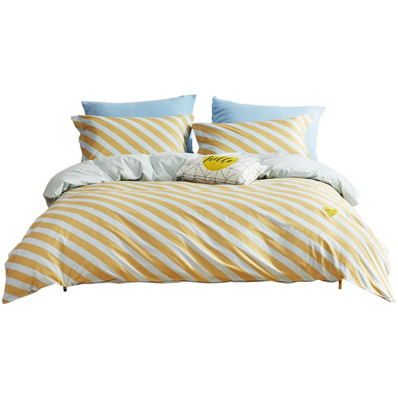 LOVO家纺四件套床品时尚风全棉纯棉被套床单单双人床三件套