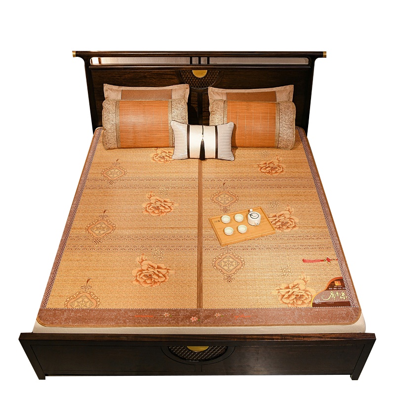 苏宁宜品 可折叠竹席1.5米/1.8米家用双面印花凉席-A