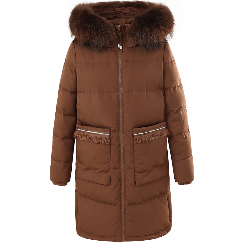 ERAL/艾莱依羽绒服女中长款2018冬装新款大毛领羽绒大衣