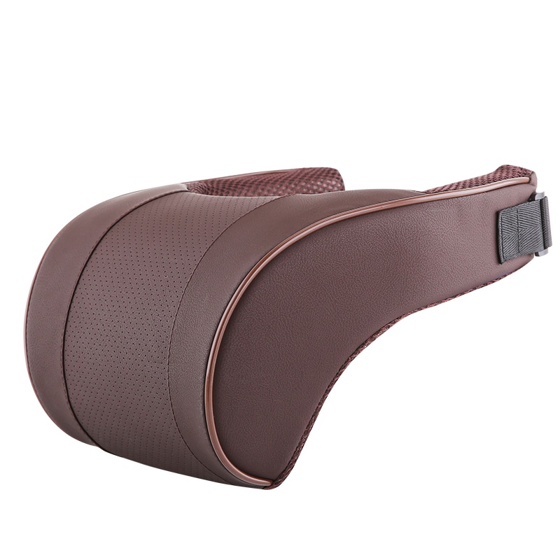 康车宝 汽车头枕护颈枕 太空记忆棉行车靠枕超纤皮革 车用座椅靠垫 咖色