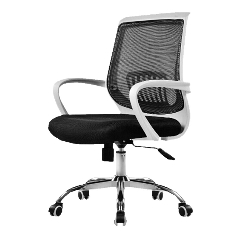 欧宝美电脑办公椅网布会议弓形椅子家用时尚休闲会客转椅白框绿网