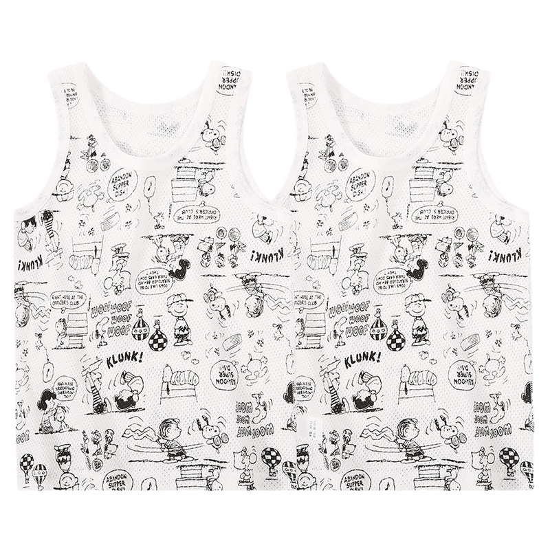 史努比春夏季男童背心2件装无袖上衣T恤