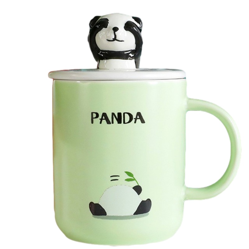 贝瑟斯 熊猫陶瓷马克杯带盖勺情侣杯可爱韩版少女牛奶杯喝水杯子