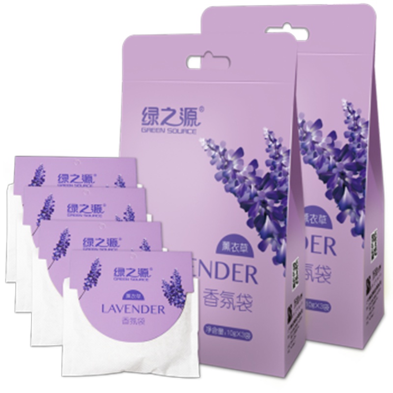 绿之源 (10g*6袋)薰衣草香氛袋衣柜芳香剂室内卧室新车精油香袋除味香包空气清新剂Z-0181