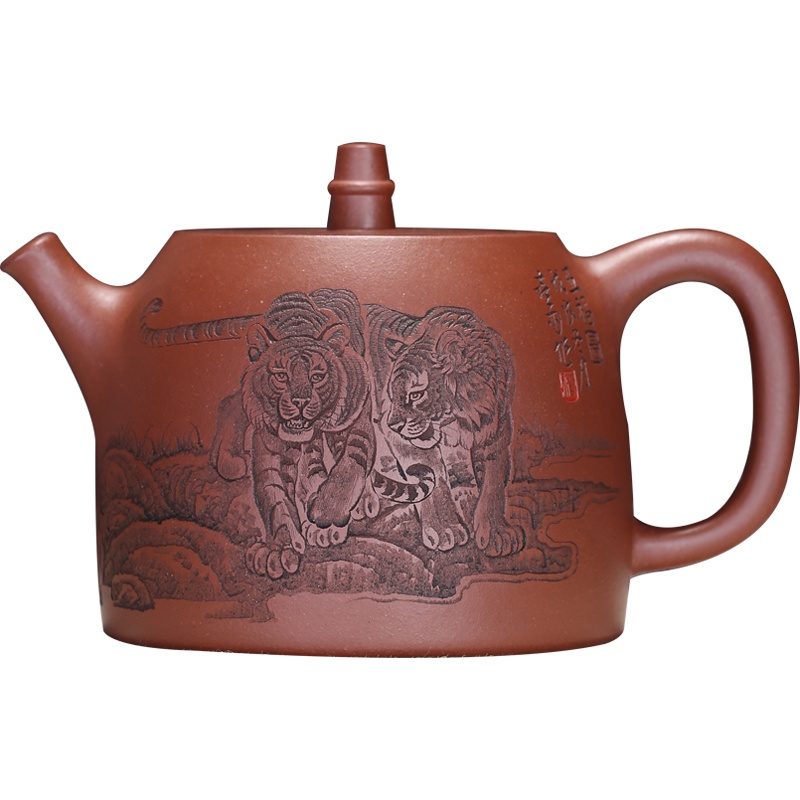 五福图原矿珍藏底槽青名家杨喜雨纯全手工宜兴紫砂壶大容量保真收藏送礼礼盒包装