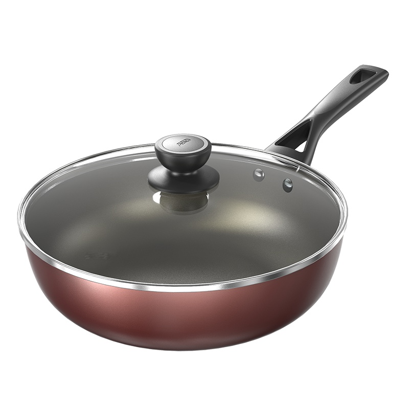 爱仕达(ASD)锅炒锅不粘锅家用炒菜锅28CM麦饭石色平底煤气灶专用锅子少烟不沾燃气适用锅具煎炒锅小JL28G2WG-C