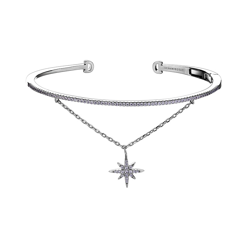 DTOTO 闪耀流星简约纯银女款欧美范开口手镯