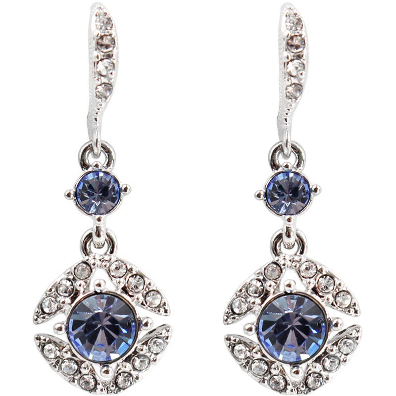 Givenchy 纪梵希 蓝色花蕾系列 圆形水晶耳饰耳环耳坠 银蓝