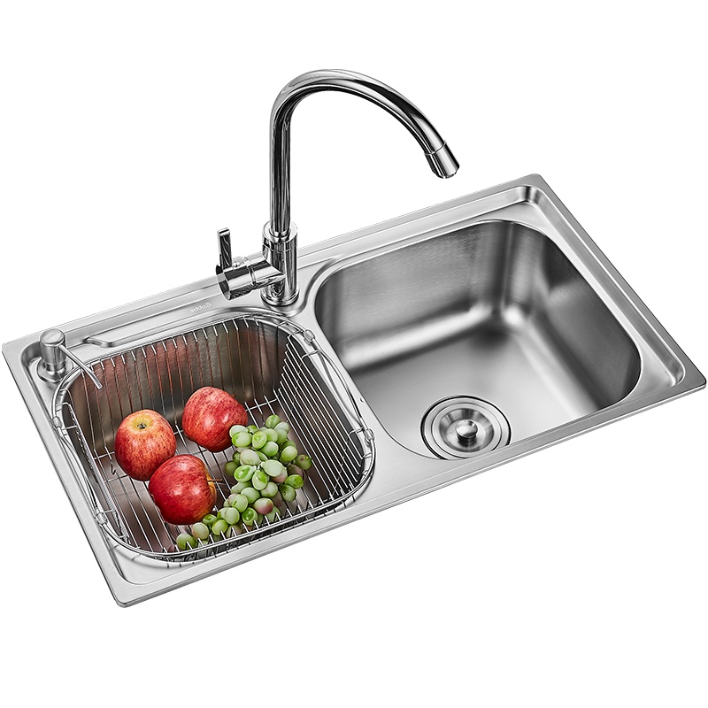 卡贝 厨房水槽双槽套餐304不锈钢洗碗池 洗菜盆加厚水盆水槽