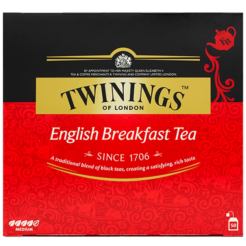 英国川宁(TWININGS) 英式早餐红茶100g袋泡茶包（2g*50包） 波兰进口茶叶饮品