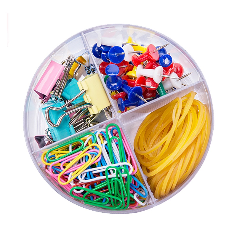 得力(deli)8500办公组合套装包含长尾夹工字钉回形针橡皮筋四合一