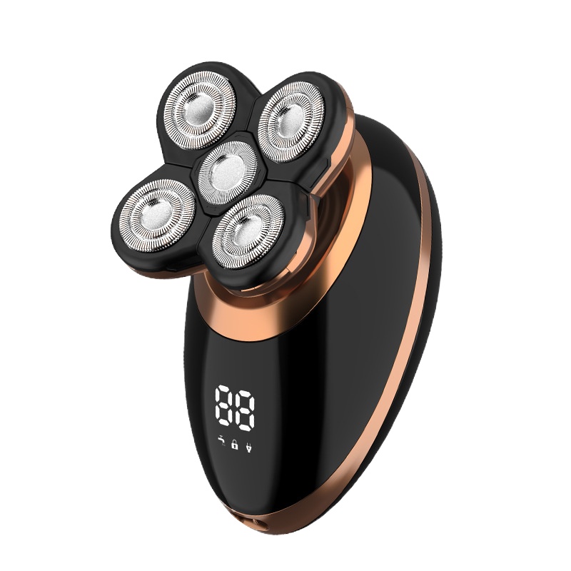 剃光头非黄金蛋智能数显男士刮光头机五刀头电动剃须刀充电式刮胡刀 数显/五刀头 标配+备用刀头