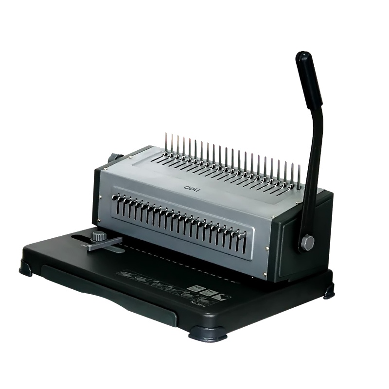 得力 3874 省力型胶圈夹条装订机 21孔可调文件打孔机