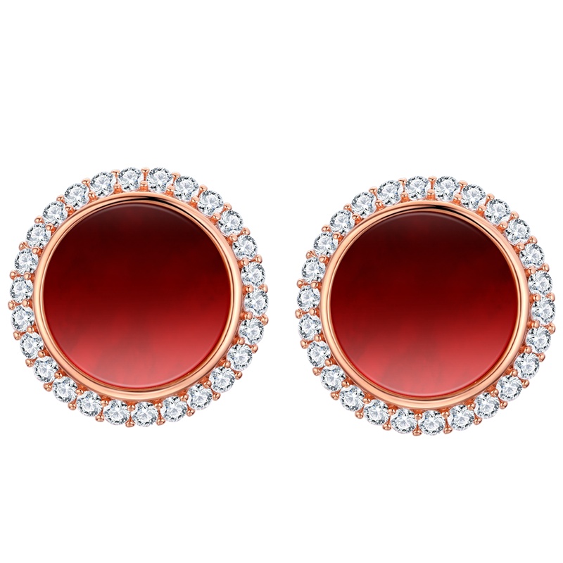 佰色传情BRIR纯银耳环韩国气质网红耳饰高级感耳拍耳钉女 红