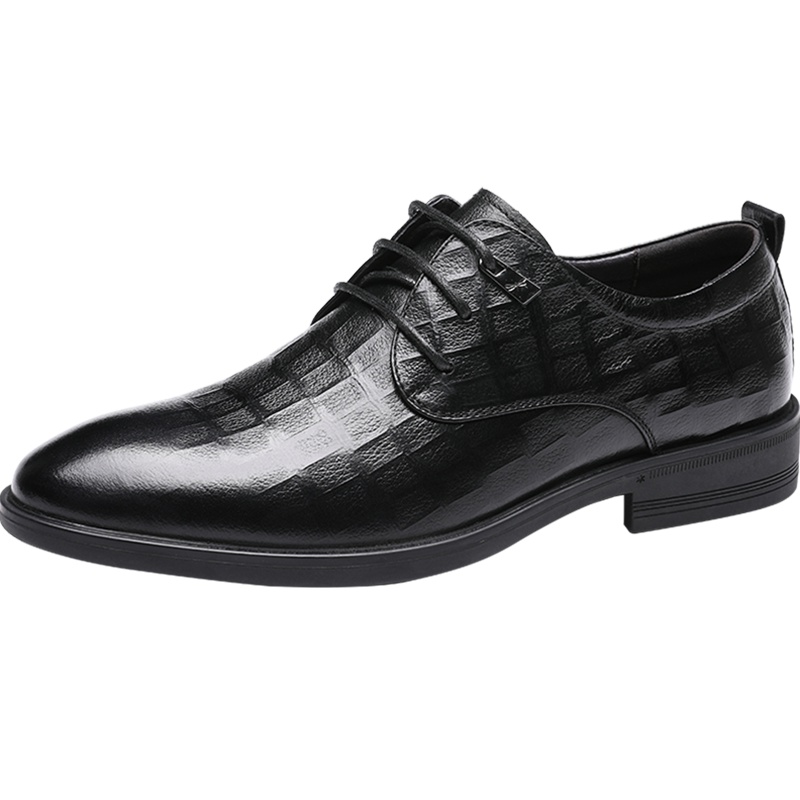 红蜻蜓男鞋秋季新款真皮青年英伦休闲皮鞋尖头系带商务正装鞋