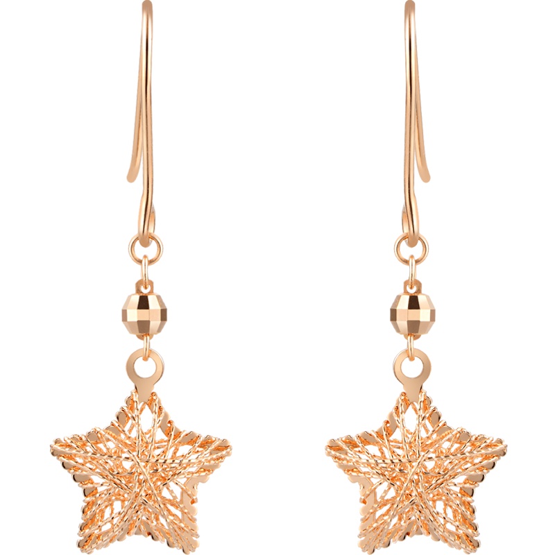 周生生(CHOWSANGSANG)18K红色黄金LoveDecode爱情密语星星耳钩 90364E 定价