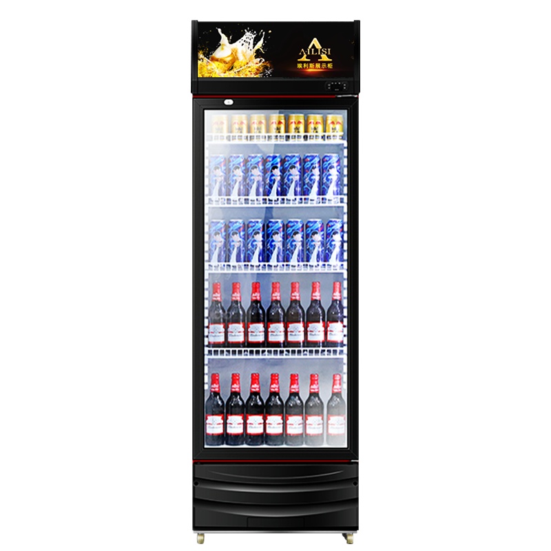 埃利斯(AILISI)380L商用展示柜 大容积立式陈列柜冷柜 保鲜柜玻璃门冰箱超市便利店饮料柜 单门冷藏直冷冰柜