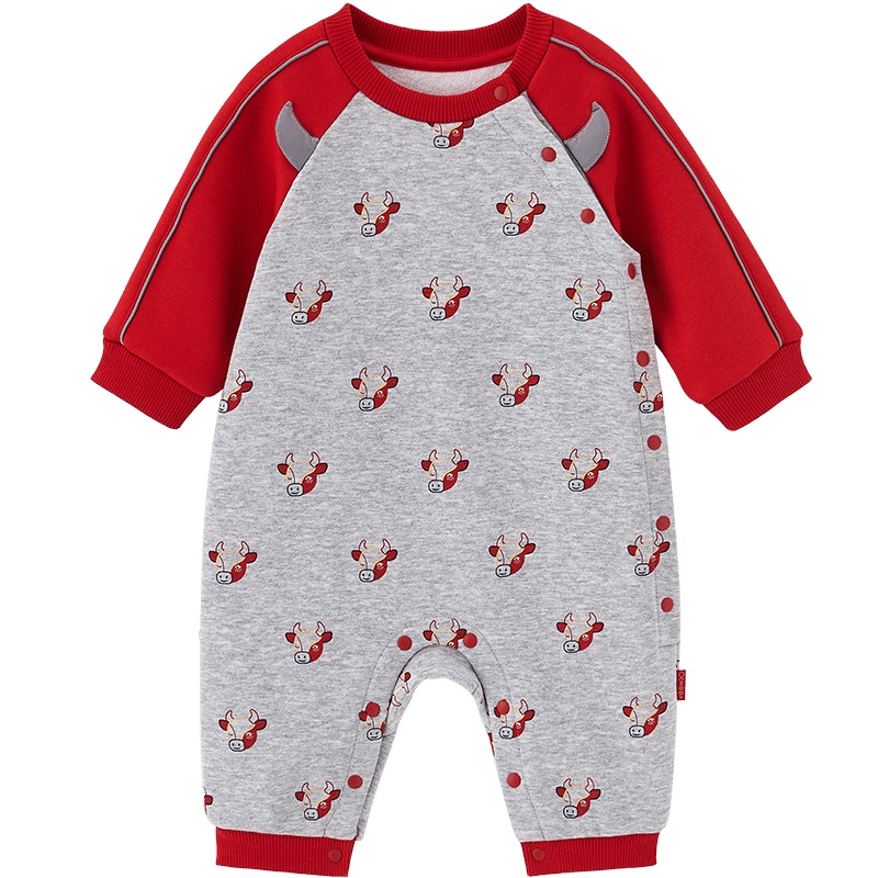 英氏婴儿连体衣可爱针织宝宝保暖长袖外出爬服哈衣 2020秋冬新款YRHAJ40235A01