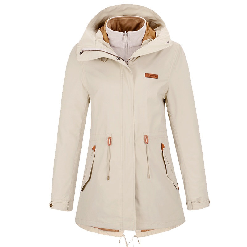 伯希和户外冲锋衣男女装潮牌韩国情侣三合一锦纶可拆卸秋冬抓绒中长款透气耐磨防水防风保暖风衣外套