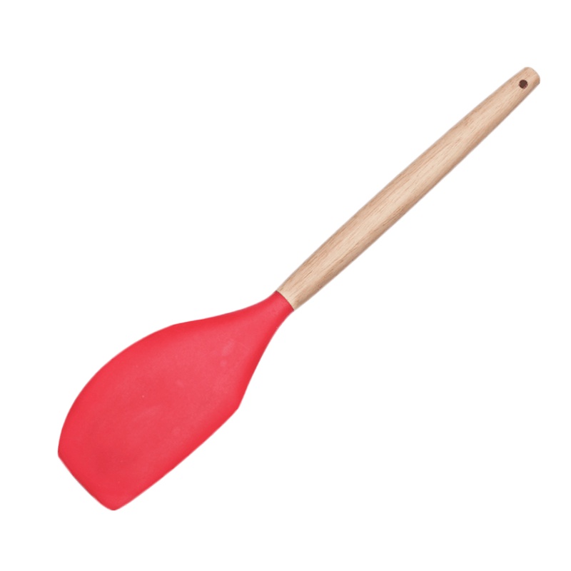 Carote硅胶铲子不粘锅专用炒菜铲厨房汤勺硅胶锅铲 红色木柄牛油刮
