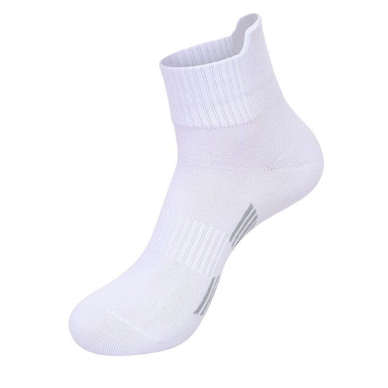 洛恋长袜子男中筒秋冬季纯棉短袜中腰防臭运动祙中通加厚毛巾底白色男孩袜【4/5双装】