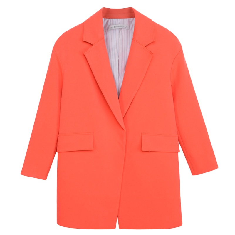 爱居兔2019春装女装时尚橙色中长款大衣外套