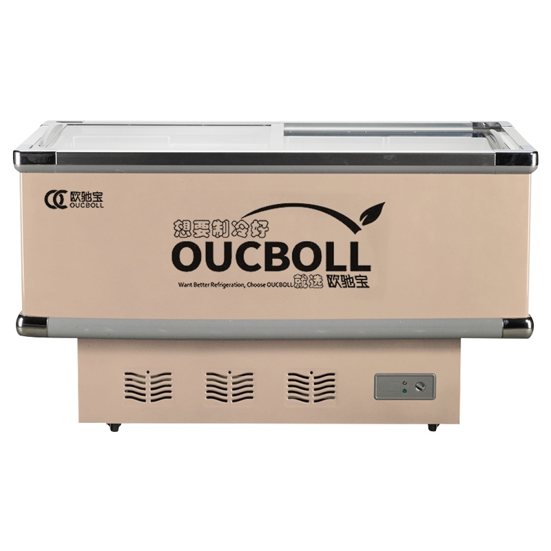 欧驰宝(OUCBOLL) 350升推拉门 岛柜 商用展示柜 卧式冷柜 冷藏冷冻 肉食海鲜柜 速冻商用冰柜