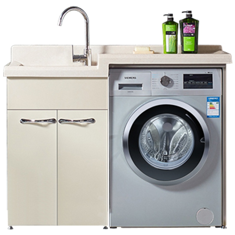 心海伽蓝不锈钢阳台洗衣机柜子组合洗衣柜洗衣池带搓板洗衣台定制