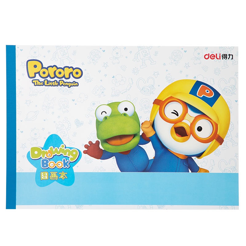 得力deli笔记本子空白图画本啵乐乐儿童幼儿园画画涂色绘画填色本小学生用初学者专用加厚美术本a4 B5绘画纸白纸手绘