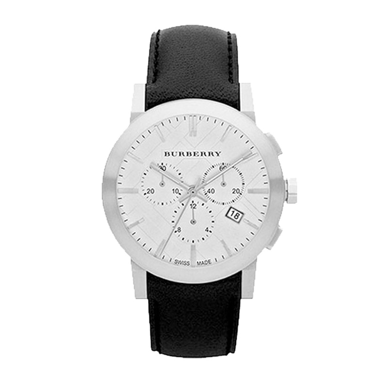巴宝莉（Burberry）男表皮带圆盘三眼日历石英男士手表