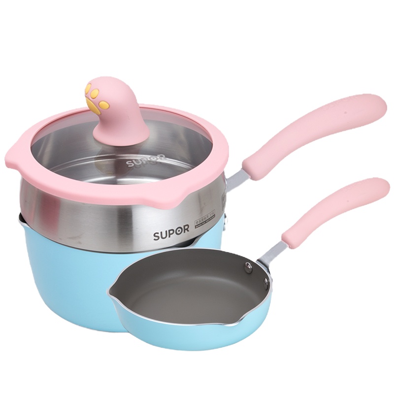 苏泊尔 小馋猫套装礼品锅 煮粥简单多功能家用儿童套锅[精灵蓝][TP1931Q-B][DS]