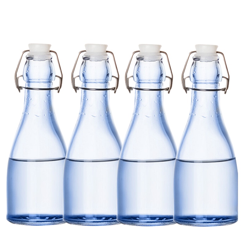 【Scybe】喜碧戈雅宝石蓝500ML玻璃瓶储物瓶酵素瓶牛奶瓶泡酒瓶红酒瓶白酒油壶密封瓶子 四只装