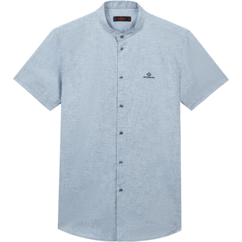 柒牌男装立领短袖衬衫2021夏季新款男士商务休闲短衬透气半袖