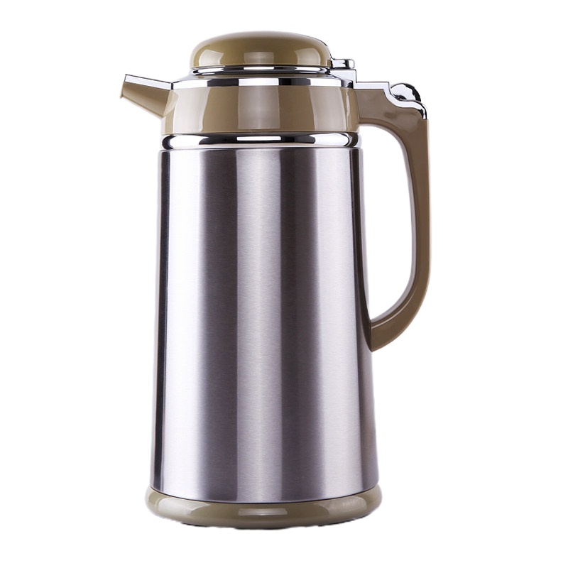 三维工匠清水家用热水瓶茶暖瓶玻璃内胆不锈钢外壳大容量保温瓶暖壶暖水壶 不锈钢本色1.6
