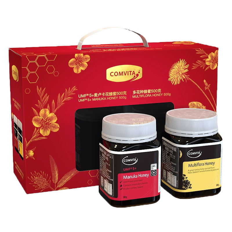 康维他（COMVITA）麦卢卡蜂蜜5+ 多花种500g两瓶礼盒装 新西兰进口 蜂蜜礼盒