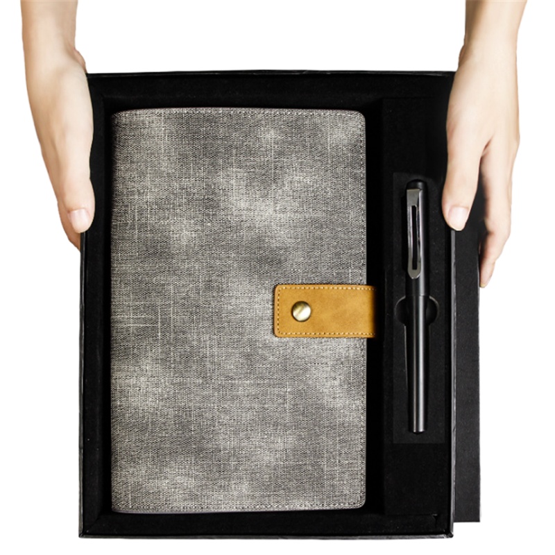 活页笔记本商务记事本定做批发皮面笔记本套装(有插袋版)