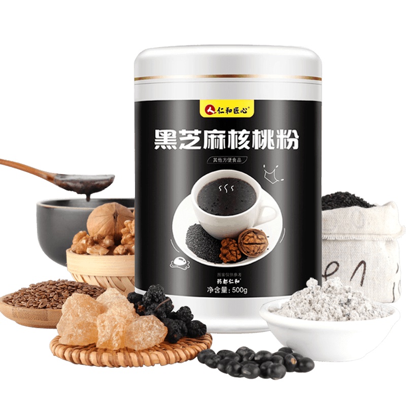 仁和匠心黑芝麻核桃粉燕麦桑葚黑米粉糊即食代餐粥营养早餐食品500g 营养代餐粉