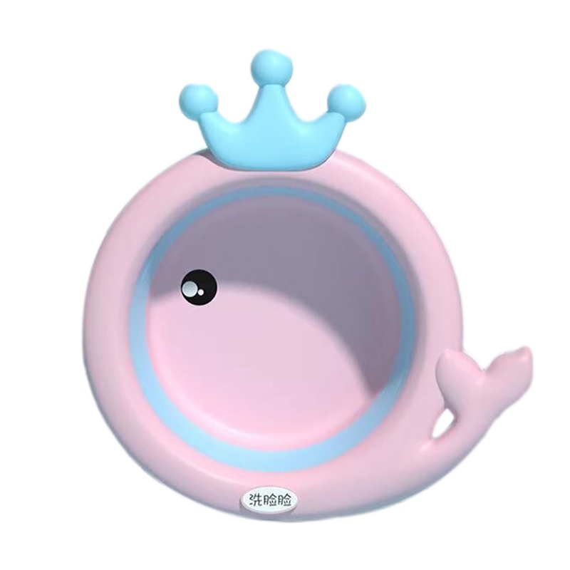 DuDi/青蛙嘟迪 婴儿可折叠卡通洗脸盆洗脚洗屁屁家用小盆子 粉色
