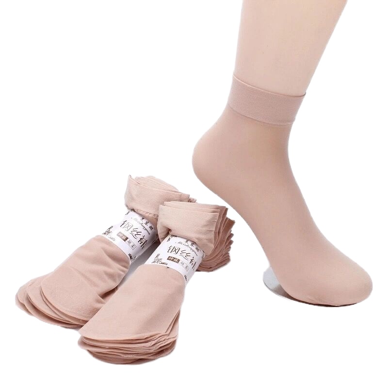 [5双/20双]钢丝袜短丝袜子女短筒薄款春夏季不勾丝肉色天鹅绒袜 5双装[肤色]