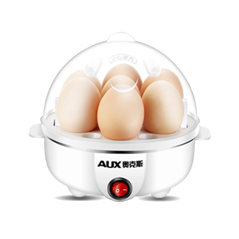 奥克斯(AUX)不锈钢煮蛋蒸蛋器自动断电迷你学生家用鸡蛋1人早餐机_银色
