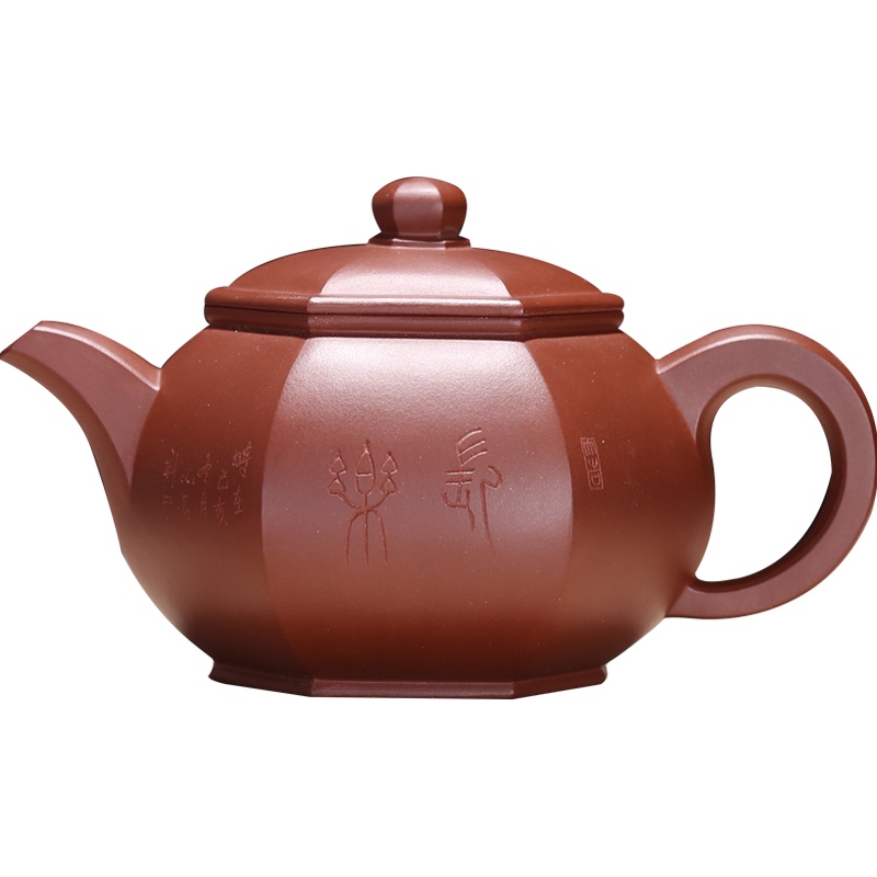 六方宫灯 宜兴紫砂壶名家陈顺根 纯全手工原矿底槽青泡茶壶茶具 原矿底槽青 方器 礼盒包装