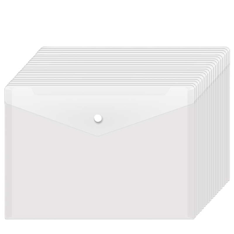 20个装 A4按扣文件袋透明 公文袋 资料袋 塑料档案袋 办公用品文具C310E