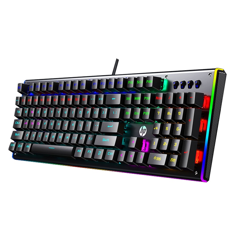 HP/惠普GK600F机械键盘混光茶轴+G260黑键鼠套装游戏键盘吃鸡背光键盘笔记本办公网吧赛博朋克有线外接104全键