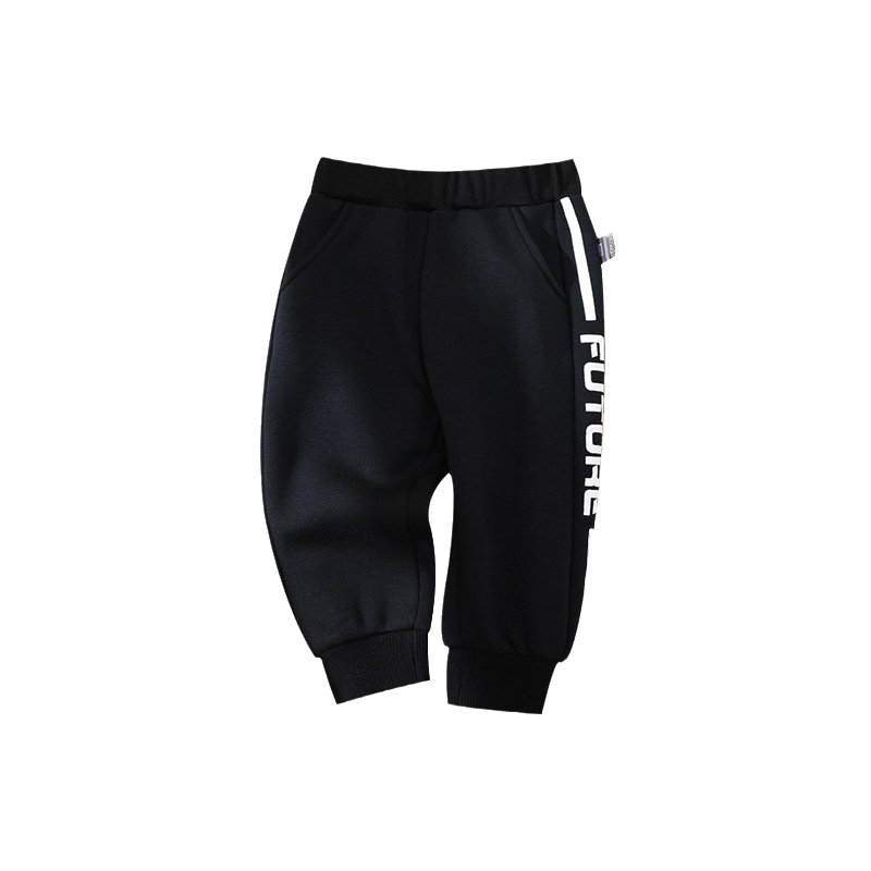 猫人[印花字母卫裤]秋冬加绒加厚儿童裤子保暖男童长裤儿童长裤卫裤