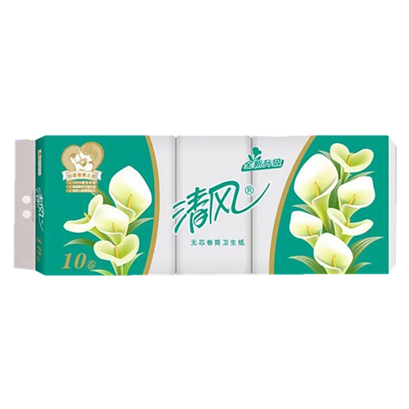 清风无芯卷纸3层1000g40卷无芯卫生纸家用原木纸巾批发无芯卷筒纸实惠家庭装厕纸巾母婴卷纸