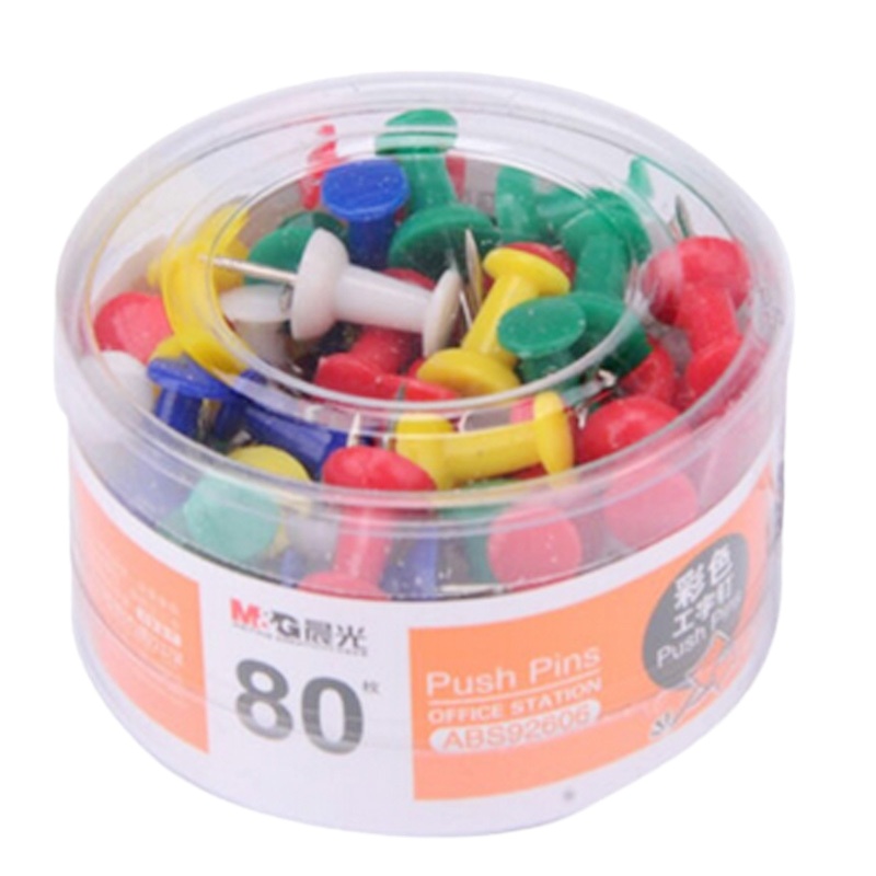 晨光 ABS92606 彩色工字钉 图钉画板按钉 彩色创意按钉大头钉绘画图钉工字钉 4盒装(80枚/盒)